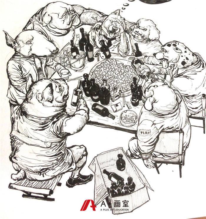 北京A+画室蓝剑老师速写场景作品 北京A+画室蓝剑老师速写场景作品