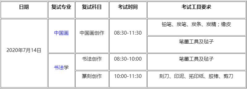 中央美术学院2020年本科招生专业复试科目