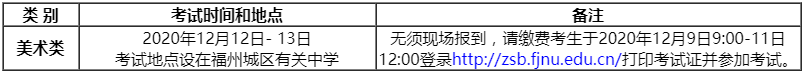 福建省2021年美术联考时间安排