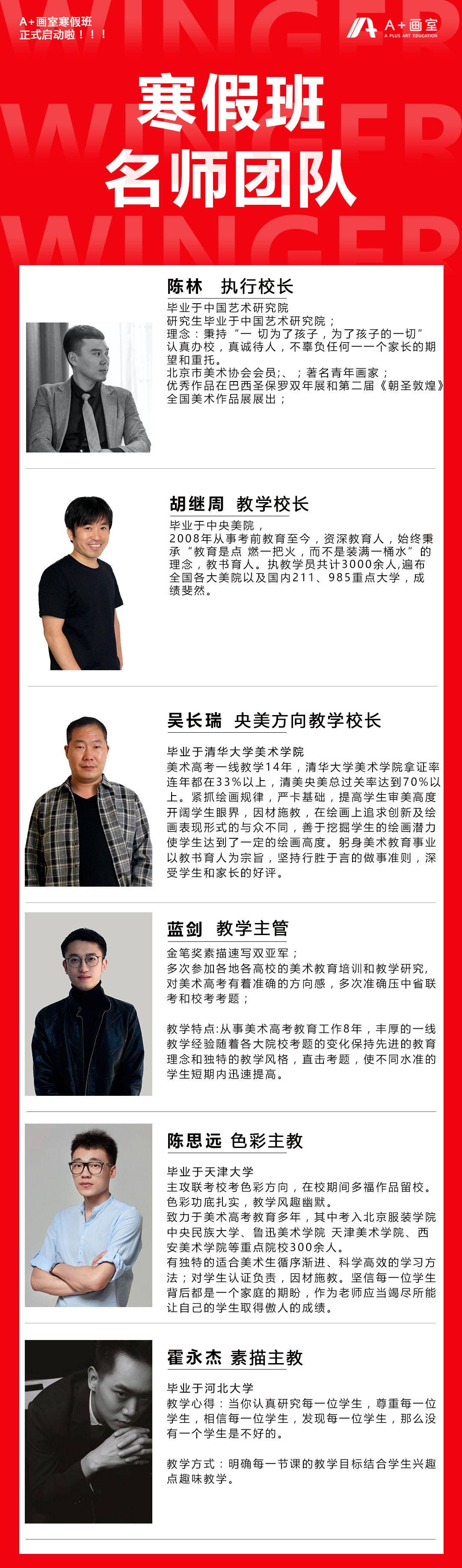 A+画室寒假班名师团队